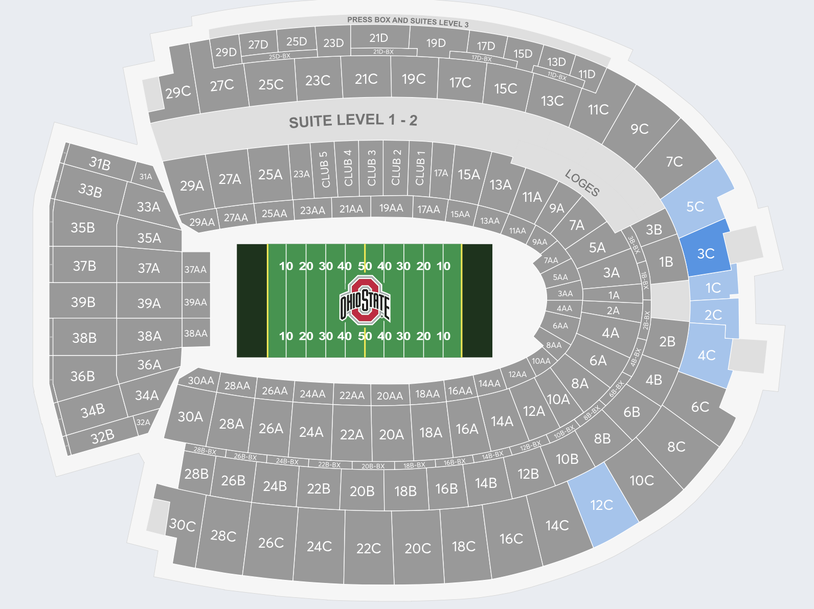 Ohio Stadium Seating Chart With Rows And Seat Numbers
